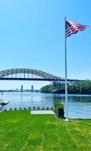 Zeus Flagpole Near River